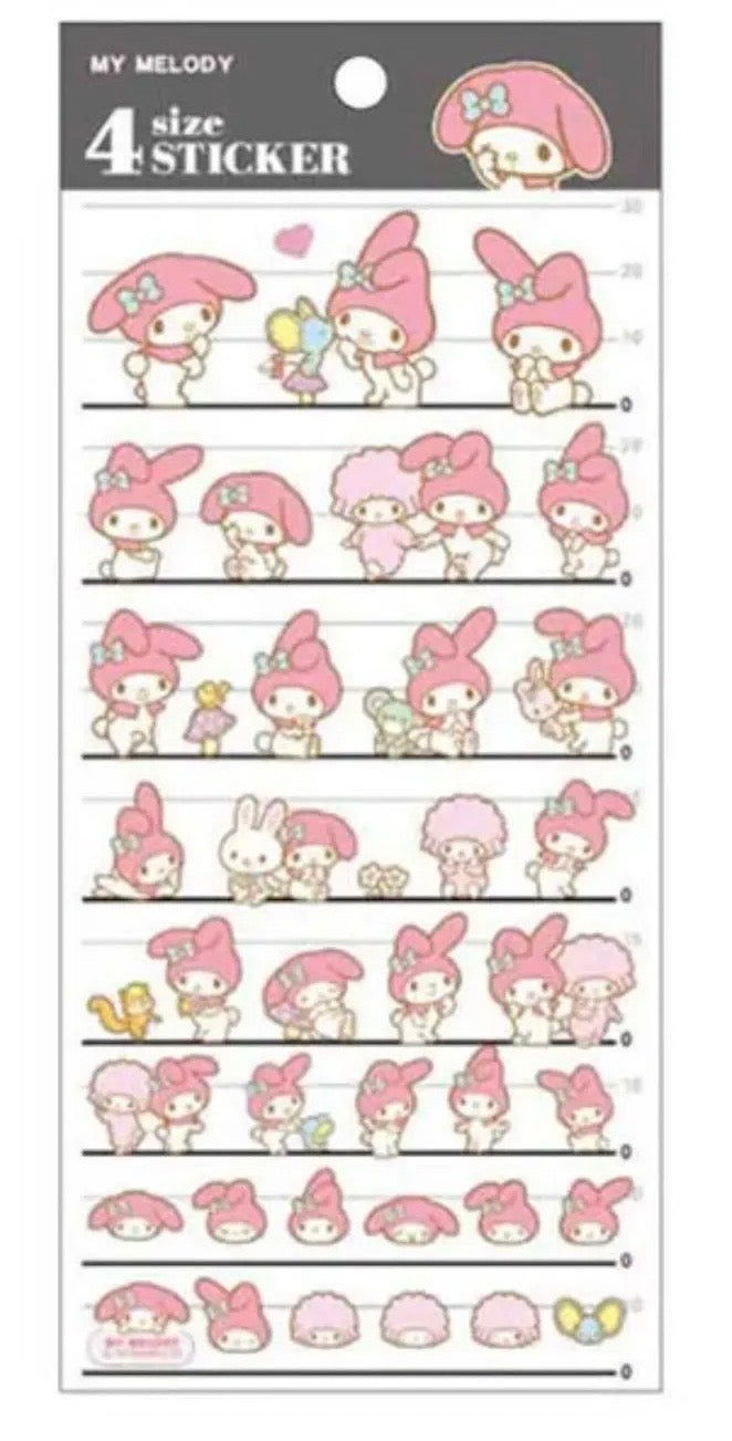 Authentic 2025 Sanrio Kamio My Melody 4-Size Sticker Sheet - Brand New with Tags